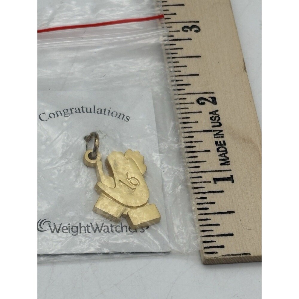 Weight Watchers Congratulations 16 Gold Tone Milestone Charm Pendant With Card